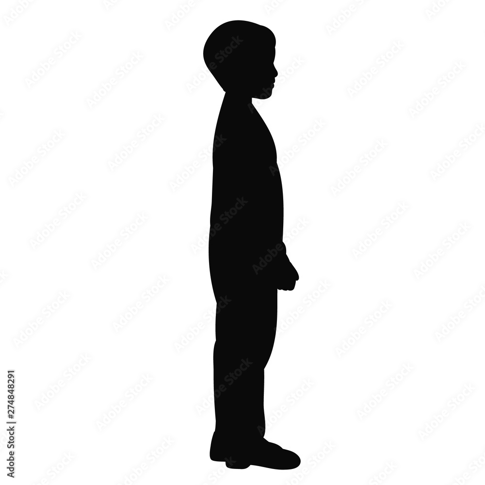 vector, isolated, black silhouette boy standing guy