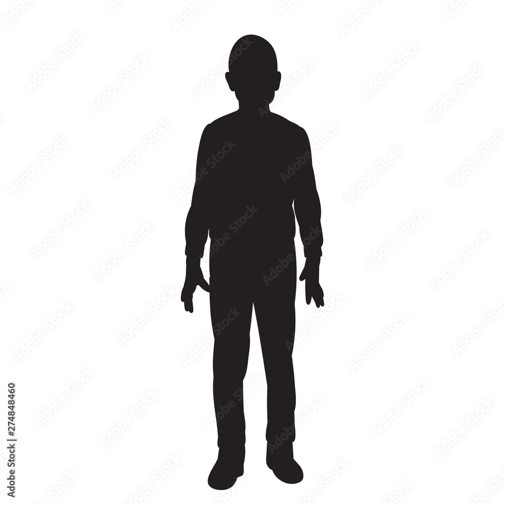 isolated, silhouette of a guy, a boy is standing