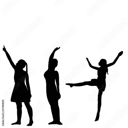 black silhouette girl dancing dance, set