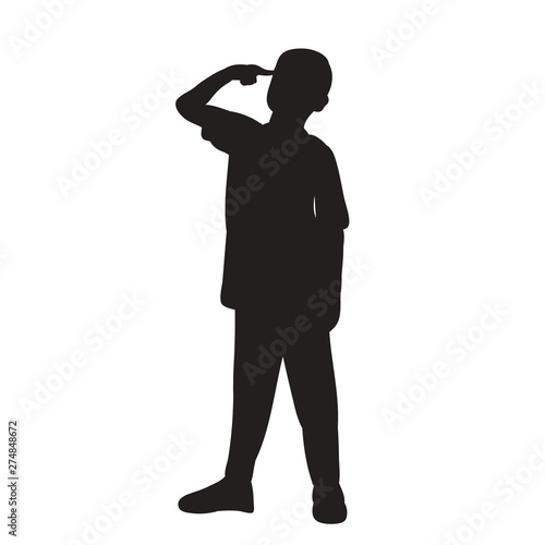  isolated  black silhouette boy  guy