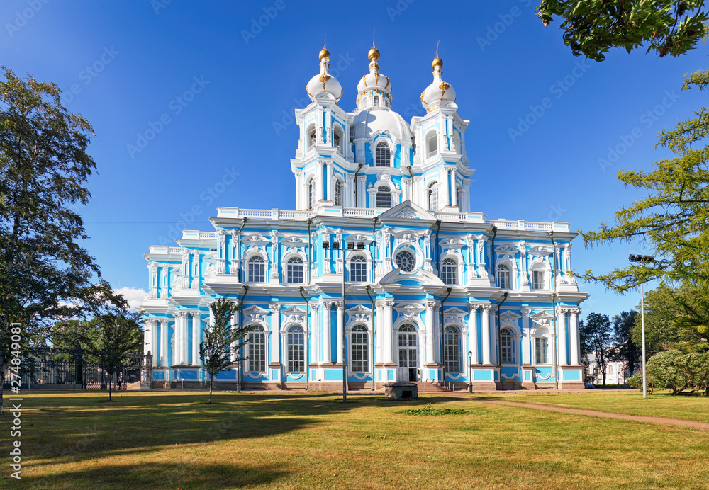 St. Petersburg - Smolny Monastery, cathedral in Russia on summer