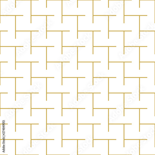 Diagonal geometric herringbone linear ornament. Seamless vector pattern in gold