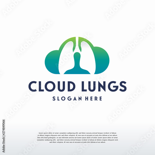 Cloud lungs logo designs concept vector, Lungs care logo