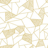 Doodle polygon background. Seamless geometric vector pattern in gold