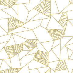 Fototapete Goldene abstrakte geometrische Muster Goldenes Polygon Doodle Hintergrundmuster  © IMR