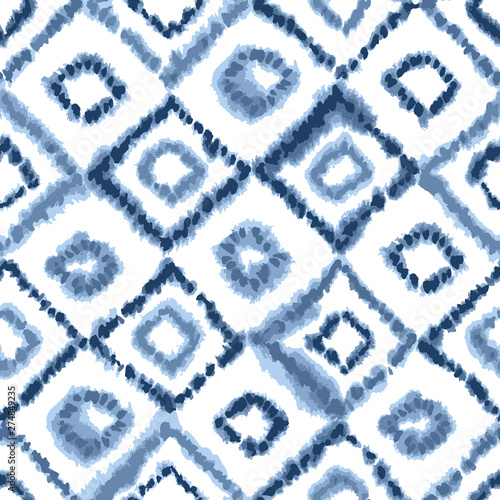 Abstract geometric moroccan rug background seamless vector pattern in indigo blue
