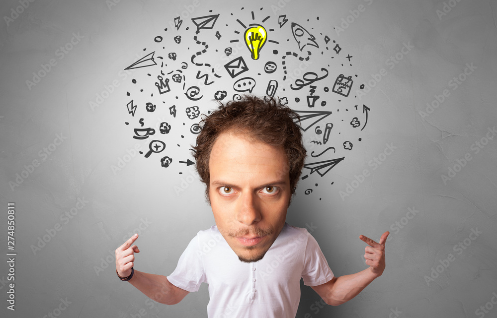 Funny big head on small body with management concept
Funny big head on small body with management concept