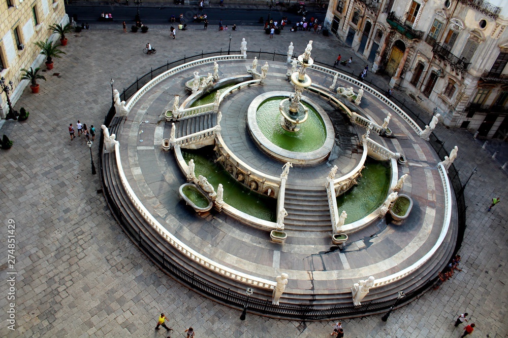 Panoramic view of Piazza Pretoria or Piazza della Vergogna, Palermo, Sicily