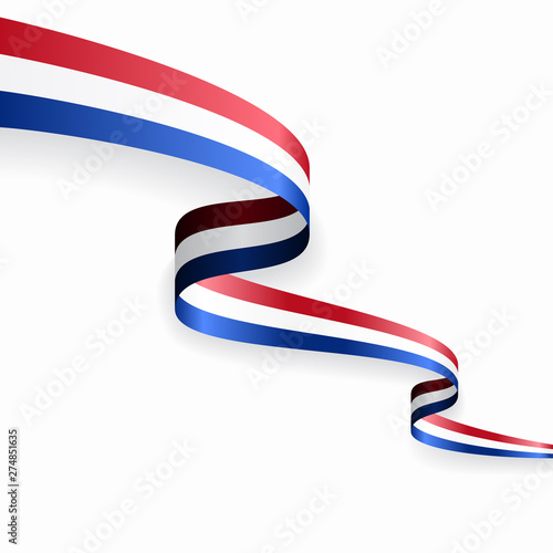 Dutch flag wavy abstract background. Vector illustration.