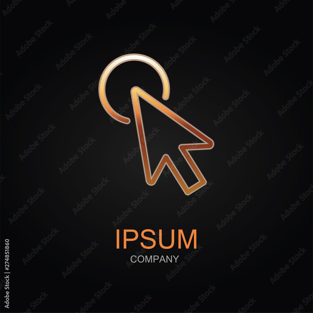 Click vector icon. Design logo element. Isolated on black background. Click vector icon. Design logo element. Isolated on black background.