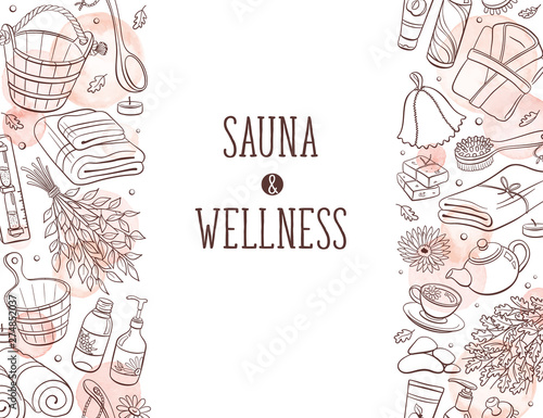 Sauna sketches poster vector illustration