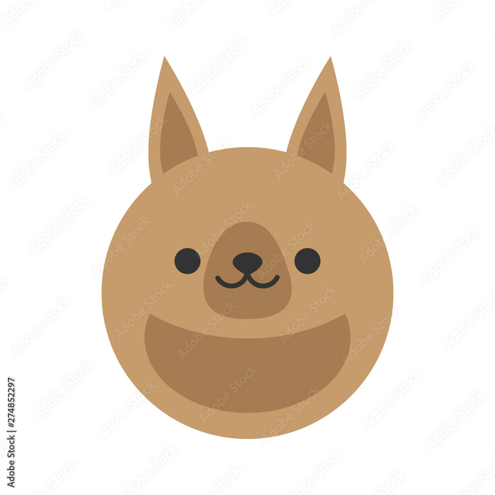 Cute kangaroo round graphic vector icon. Brown kangaroo with pouch, animal head, face illustration. Isolated. Cute kangaroo round graphic vector icon. Brown kangaroo with pouch, animal head, face illustration. Isolated.
