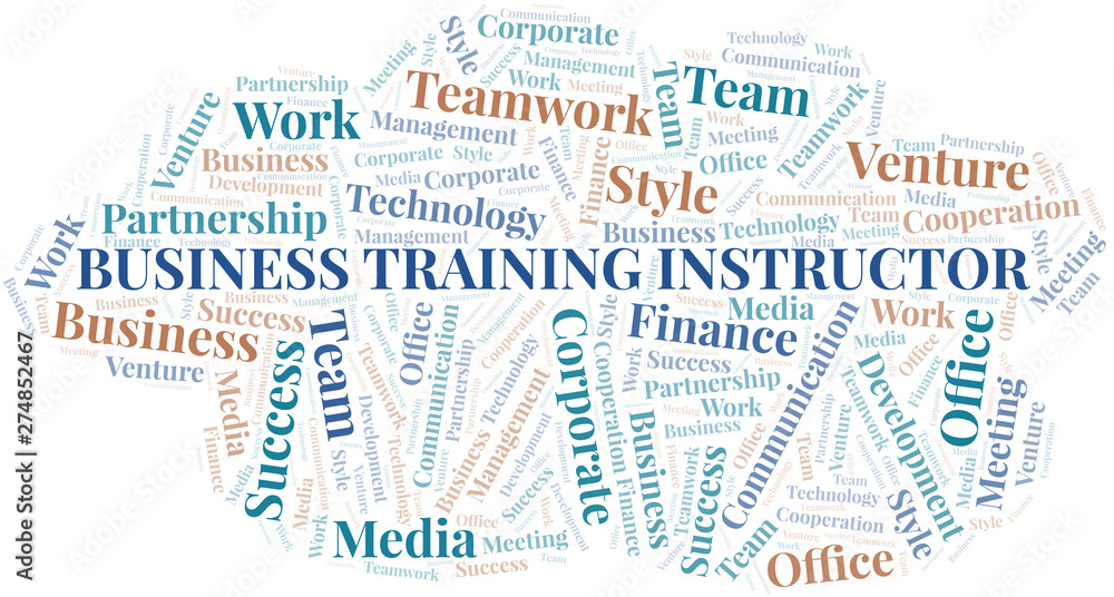 Fototapeta premium Business Training Instructor word cloud. Collage made with text only.