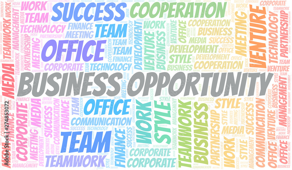 Business Opportunity word cloud. Collage made with text only.