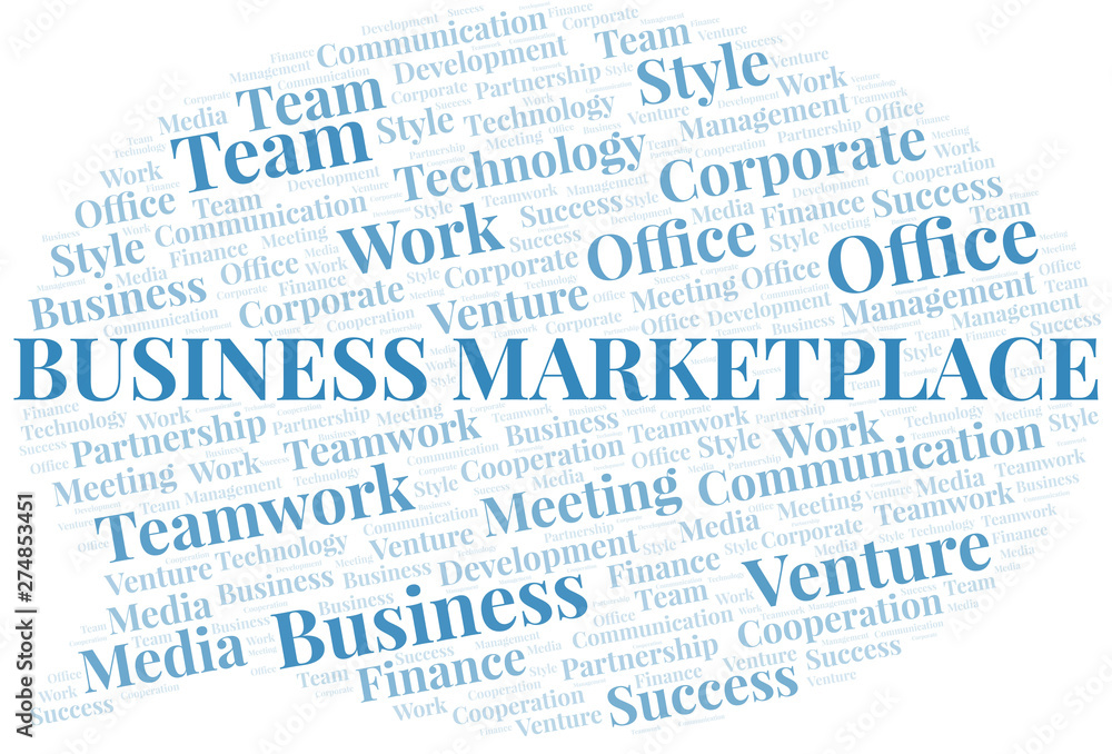Business Marketplace word cloud. Collage made with text only. Business Marketplace word cloud. Collage made with text only.