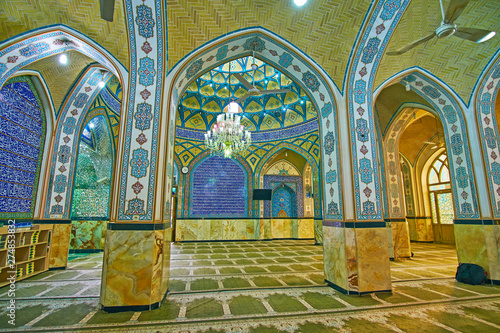 Decoration of Imamzadeh Helal Ali Holy Shrine interior, Aran o Bidgol, Iran photo