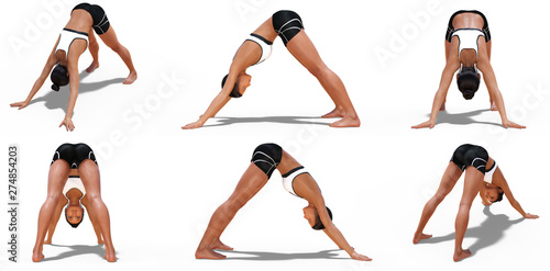 Woman in Yoga Downward Faci...
