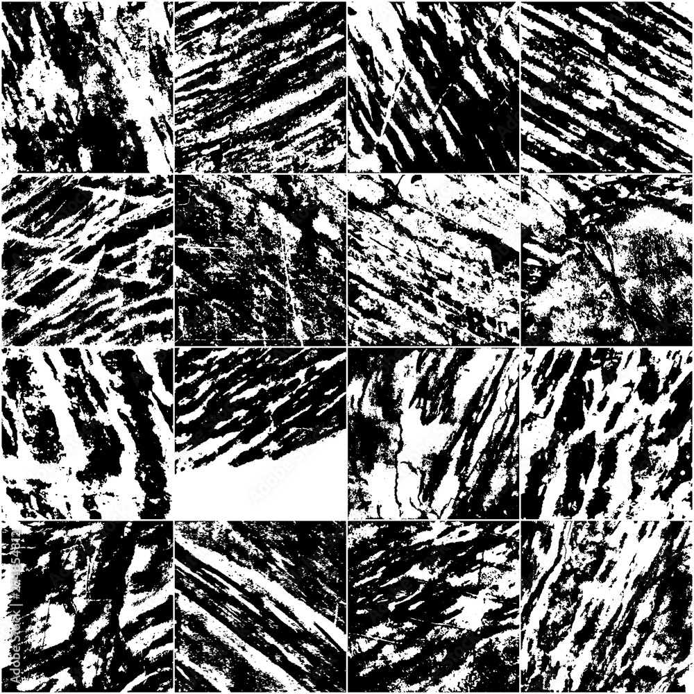 Set of Black and White Grunge Texture. Grainy Overlay Textured. Dark Rough Noise Particles. Digitally Generated Image. Vector Design Elements, Illustration, EPS 10.