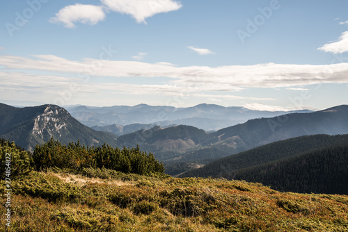 view from Prasive hill above Demanovska dolina valley in Nizke Tatry mountains in Slovakia