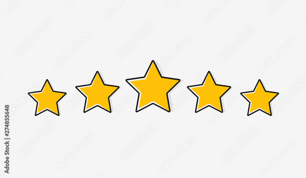 Five stars customer product rating review. Modern flat style vector illustration Five stars customer product rating review. Modern flat style vector illustration