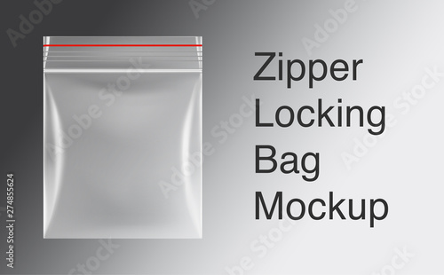 Zipper locking bag mockup. Vector illustration. Ready for your design. EPS10.	