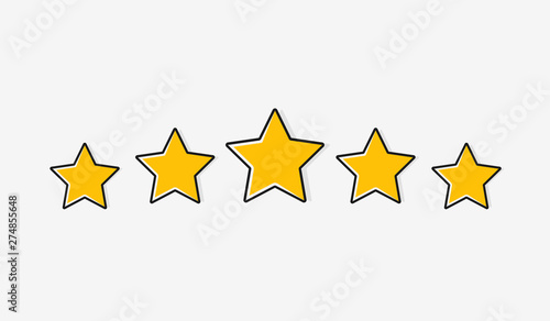 Five stars customer product rating review. Modern flat style vector illustration