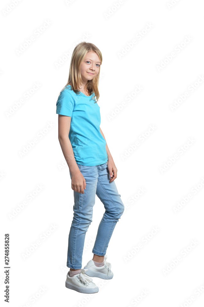 Portrait of cute little girl posing isolated on white background Portrait of cute little girl posing isolated on white background