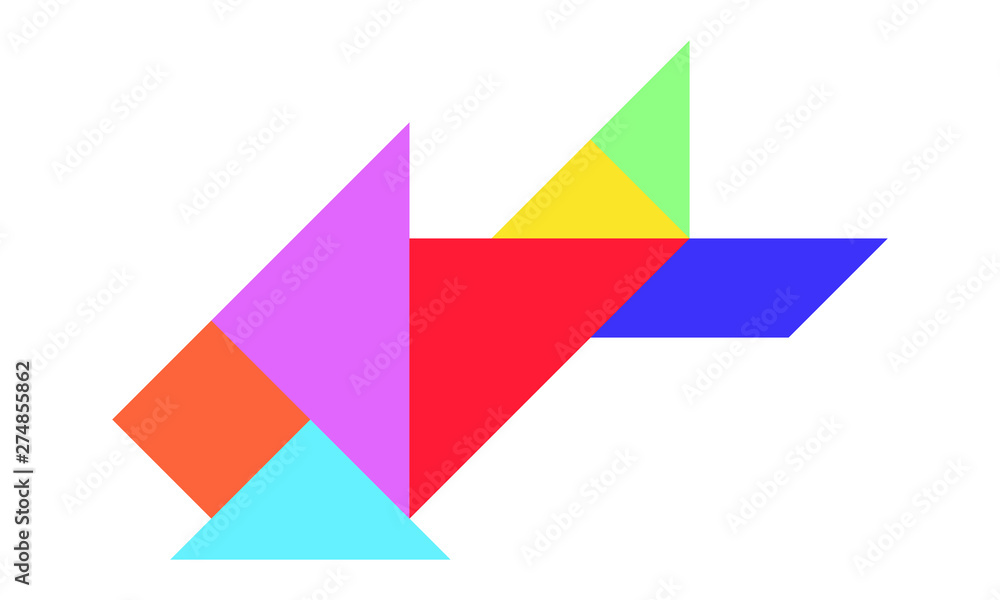 Color tangram puzzle in fish shape on white background (Vector) Color tangram puzzle in fish shape on white background (Vector)