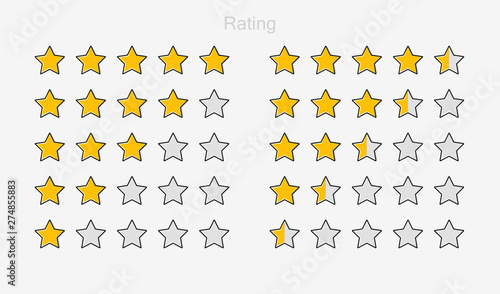 Five stars customer product rating review. Modern flat style vector illustration