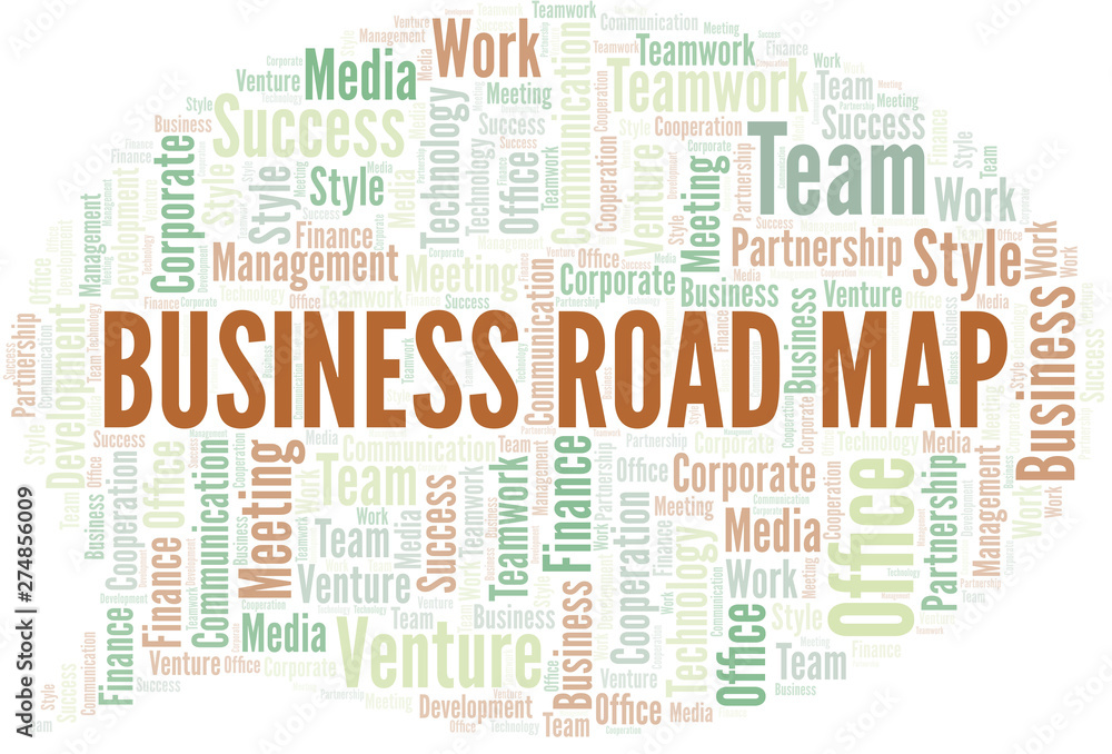 Business Road Map word cloud. Collage made with text only. Business Road Map word cloud. Collage made with text only.