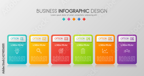 Business diagram infograph with 6 steps. Vector