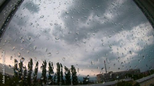 Rainy Day Rain Drops And Window Pendant View From Window At Dusk