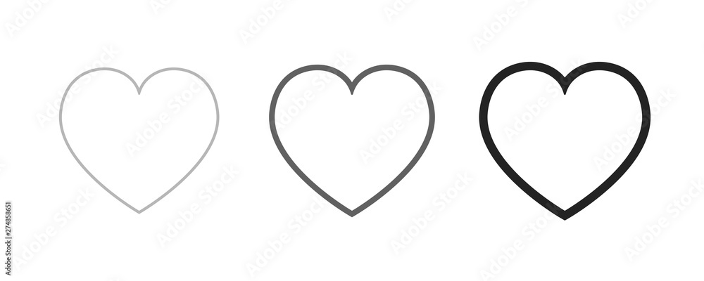 Heart icon collection. Live stream video, chat, likes. Social media