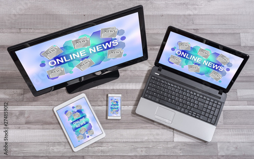 Online news concept on different devices