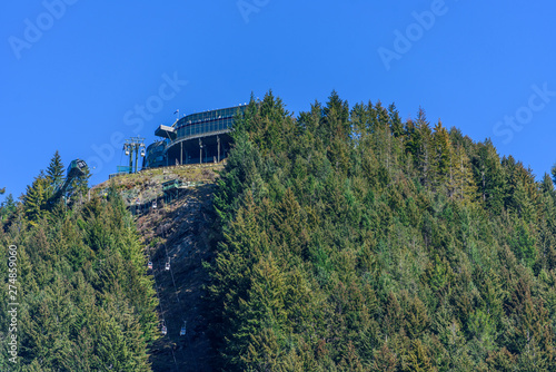 Cable car on a background of blue sky, Queenstown, New Zealand. Copy space for text. © ggfoto
