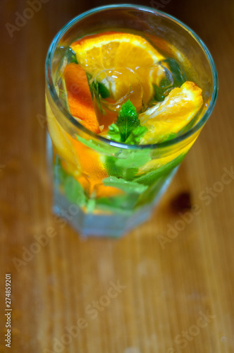 Summer refreshing iced drink with orange