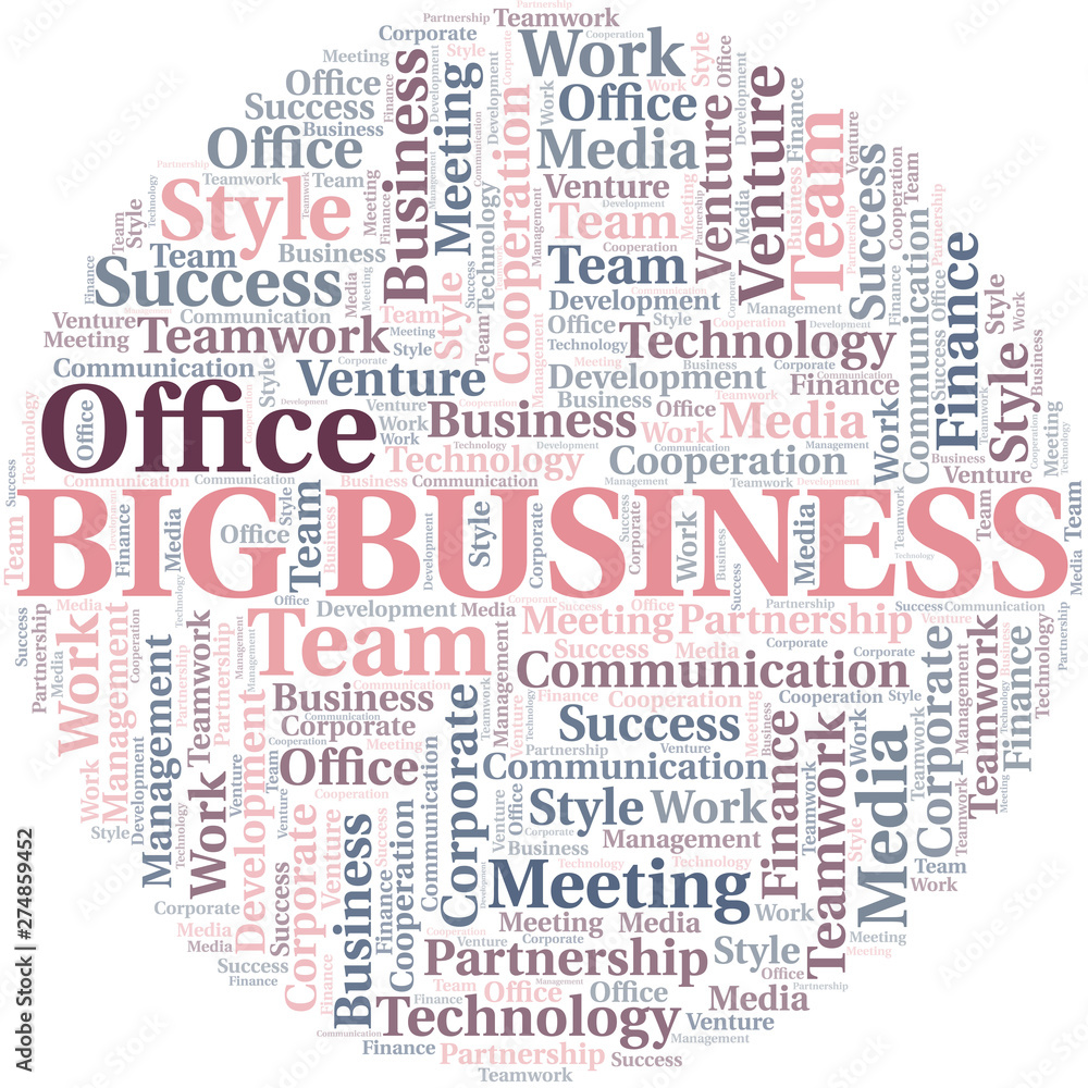 Big Business word cloud. Collage made with text only. Big Business word cloud. Collage made with text only.