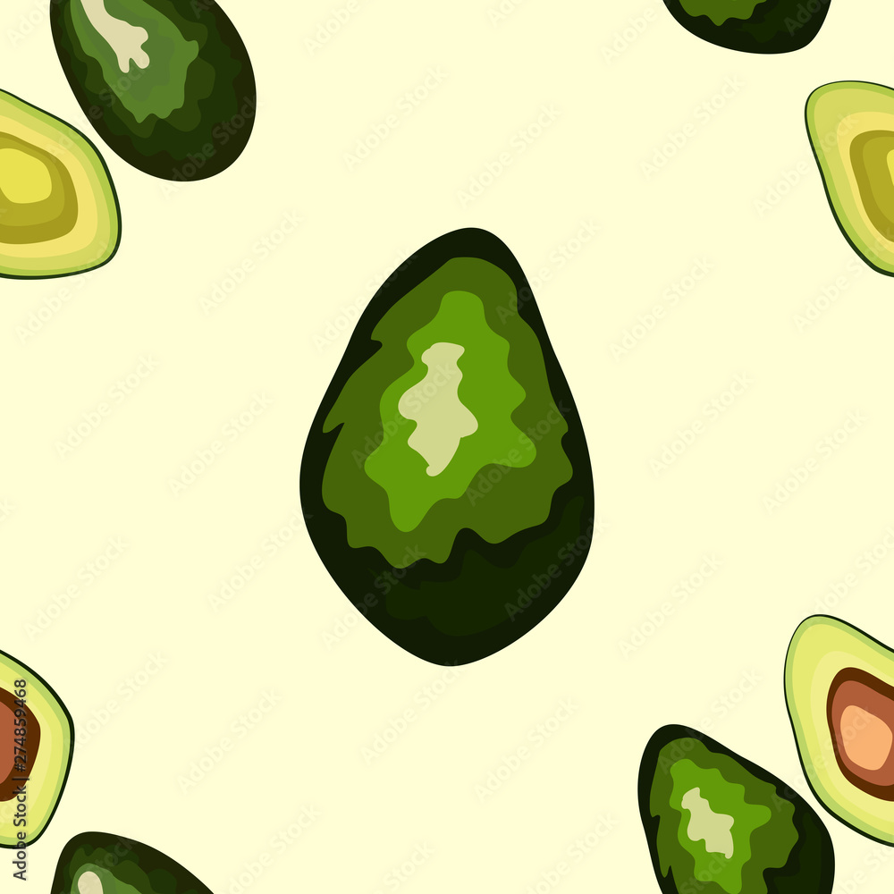 Avocado seamless pattern. Whole and sliced avocado Avocado seamless pattern. Whole and sliced avocado