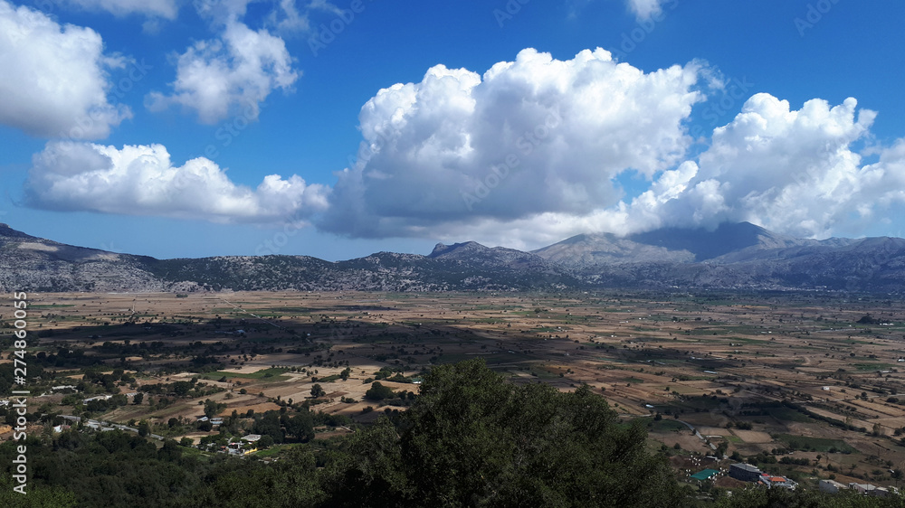 Background landscape of Lassithi plateau, Crete, Greece