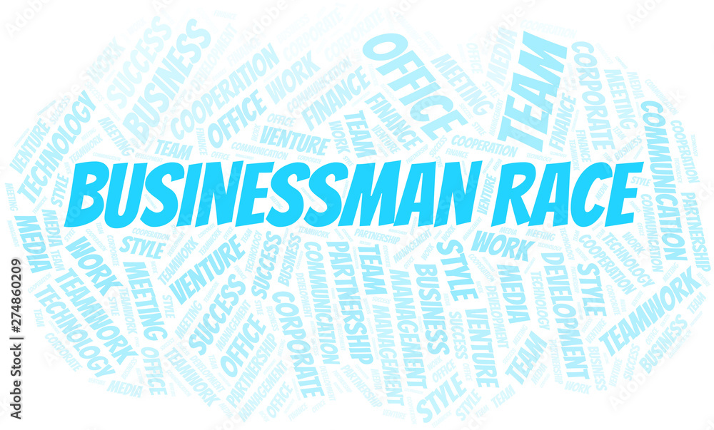 Fototapeta premium Businessman Race word cloud. Collage made with text only.