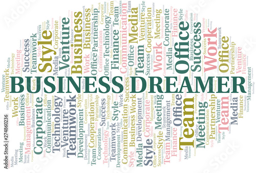 Business Dreamer word cloud. Collage made with text only.