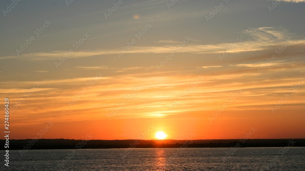 sunset at river Odiel Huelva Spain