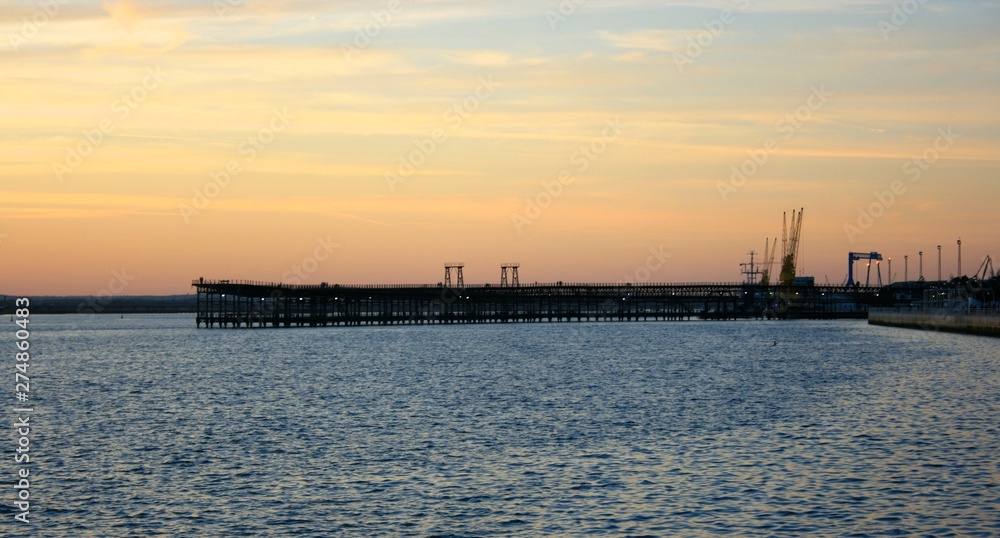 sunset at river Odiel Huelva Spain