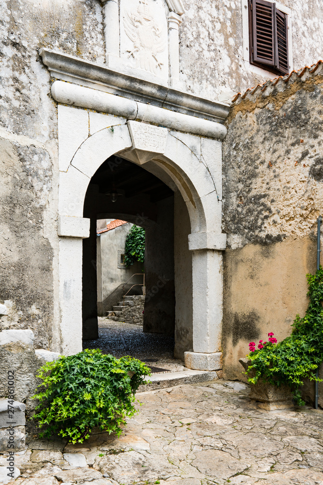 city gate of historical town Moscenicka, Croatia