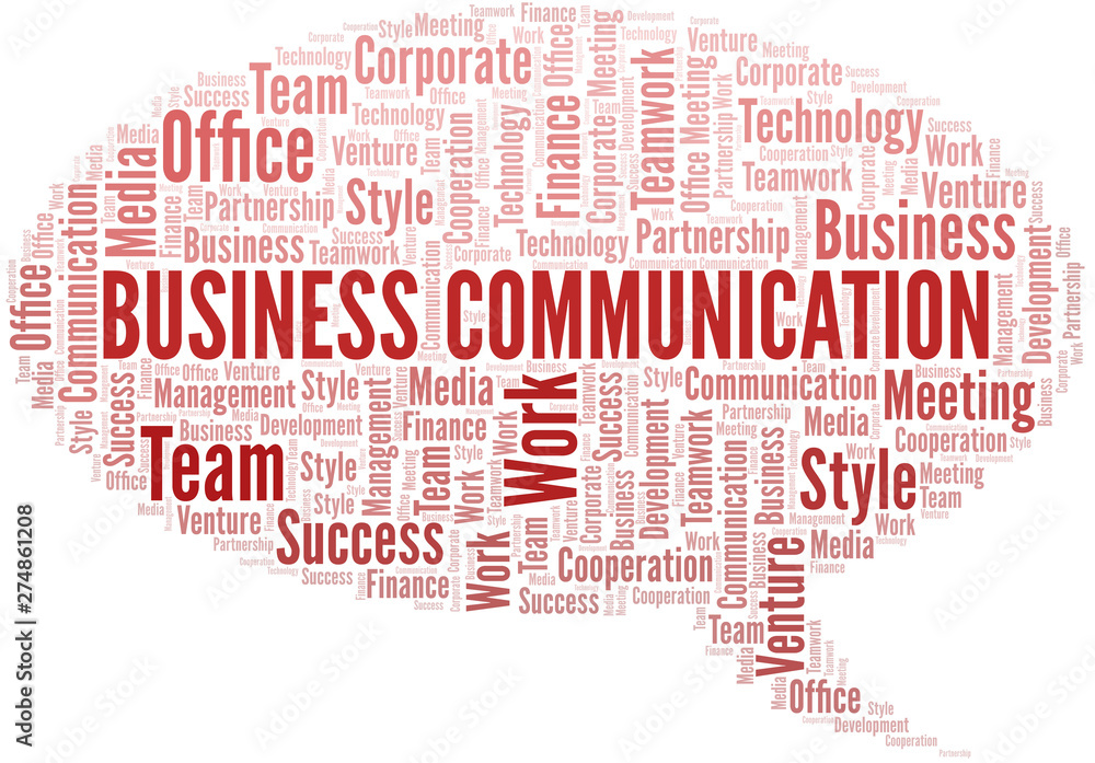 Business Communication word cloud. Collage made with text only.