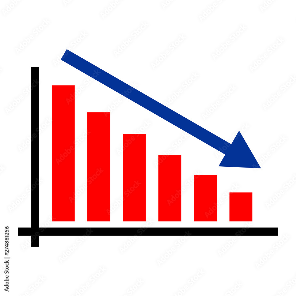Decreasing Graph flat icon. vector illustration. isolated on white background Decreasing Graph flat icon. vector illustration. isolated on white background