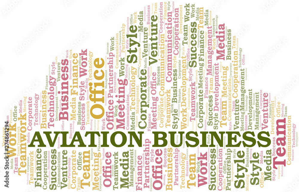 Obraz premium Aviation Business word cloud. Collage made with text only.