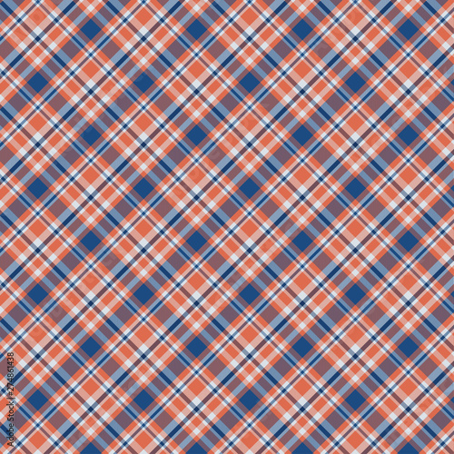 Tartan Pattern in Blue and Orange . Texture for plaid, tablecloths, clothes, shirts, dresses, paper, bedding, blankets, quilts and other textile products. Vector illustration EPS 10