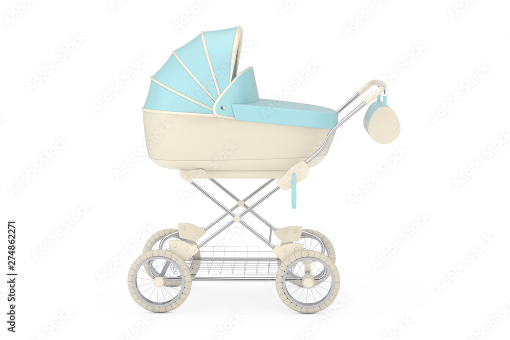 Modern Blue Baby Carriage, Stroller, Pram. 3d Rendering Modern Blue Baby Carriage, Stroller, Pram. 3d Rendering