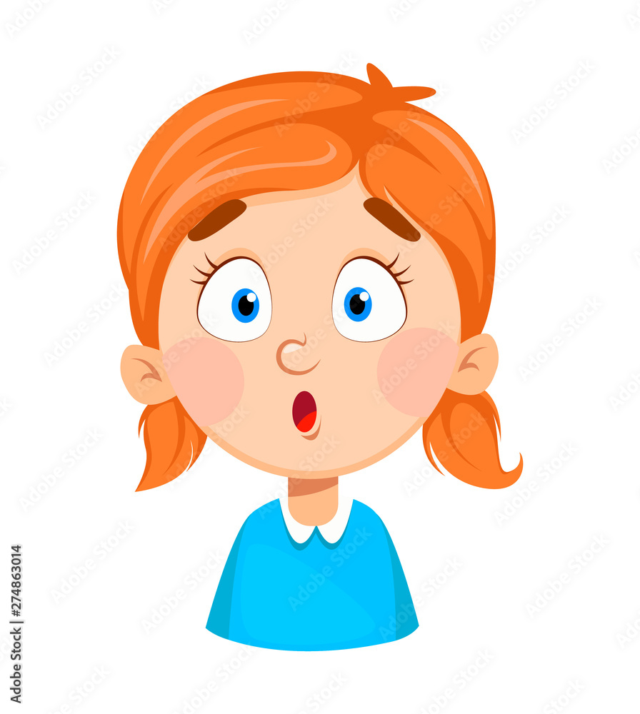 Face expression of cute little girl, surprised Face expression of cute little girl, surprised